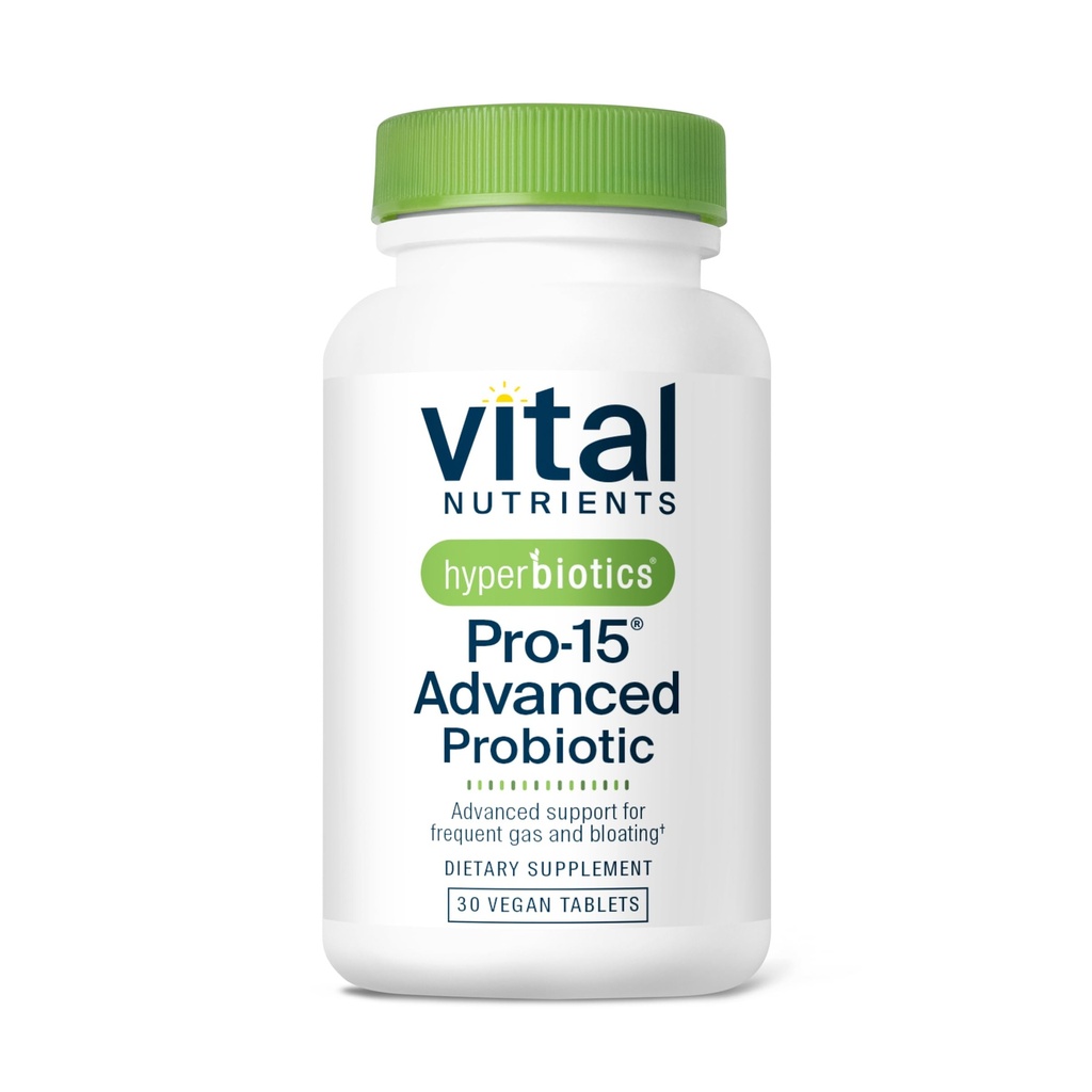 Hyperbiotics Vital Foodsents Pro-15 פרוביוטיקה מתקדמת עבור נשים וגברים | 15 סטרינס + קיוויפרי | Clinically למד מדי יום Probiotics for Health, Gas, & Bloating | 30 טבליות טבעוניות