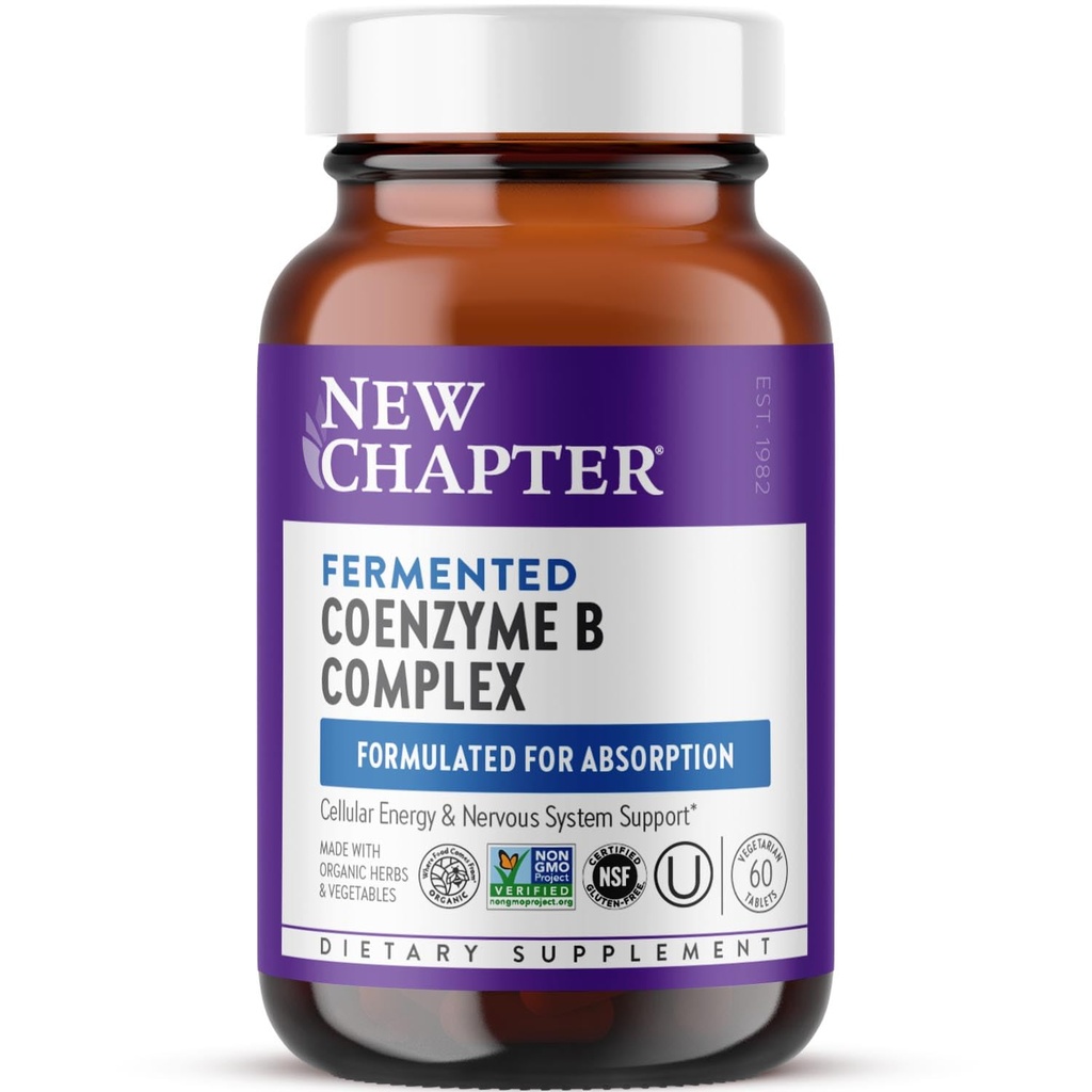 New Chapter ויטמין B Complex - Fermented Coenzyme B Complex Rich בוויטמין B12 + ויטמין B6 + biotin + Made with Organicedients - 60 ct