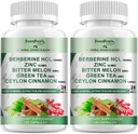 GREENPEOPLE Berberine תוספת עם Ceylon Cinnamon - 120 הרוזן ברברין 1500 מ"ג ברברין HCL כמוסות עם bitter Melon / Artichoke Extracts & Natural Herbs עבור Immune תמיכה 2 Pack