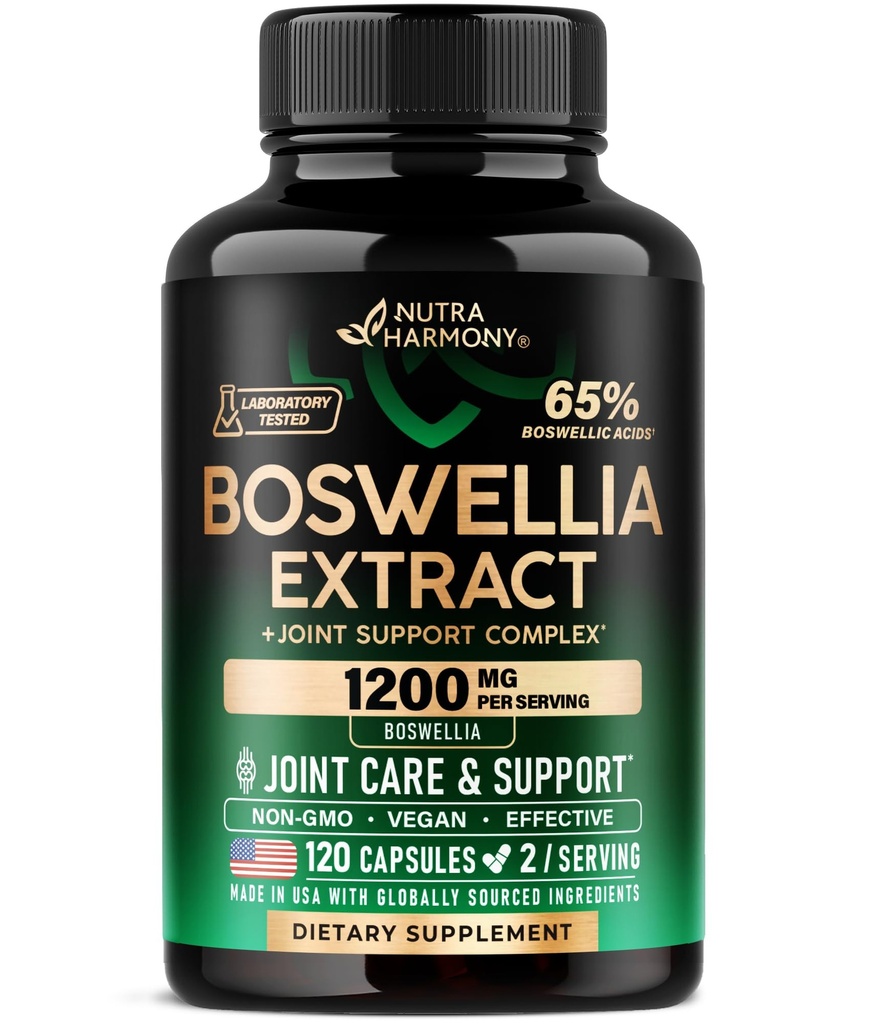 Boswellia 1200mg - Boswellia Extract; Turmeric | Hyaluronic Acid | MSM | Same - Joint Health & Comfort - Boswellia Serrata | 65% Boswellic Acid - עבור גברים ונשים - Made in USA - 120 קפסולות