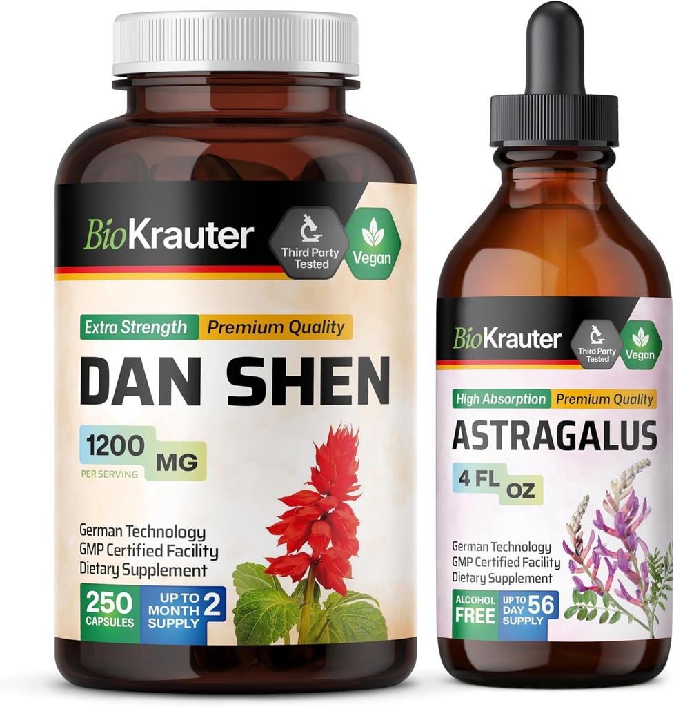 BIO KRAUTER דן שן 250 קפסולות & Astragalus Tincture 4 Fl. Oz.