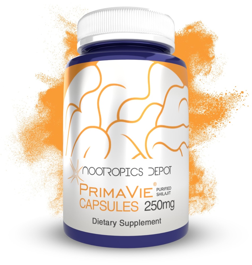 Nootropics Depot PrimaVie Shilajit קפסולות | 250 מ"ג | 30 Count | Purified Extract | Ayurveda תוסף | תמיכה בתפקוד Mitochondrial + Boosts Enduranceanceance