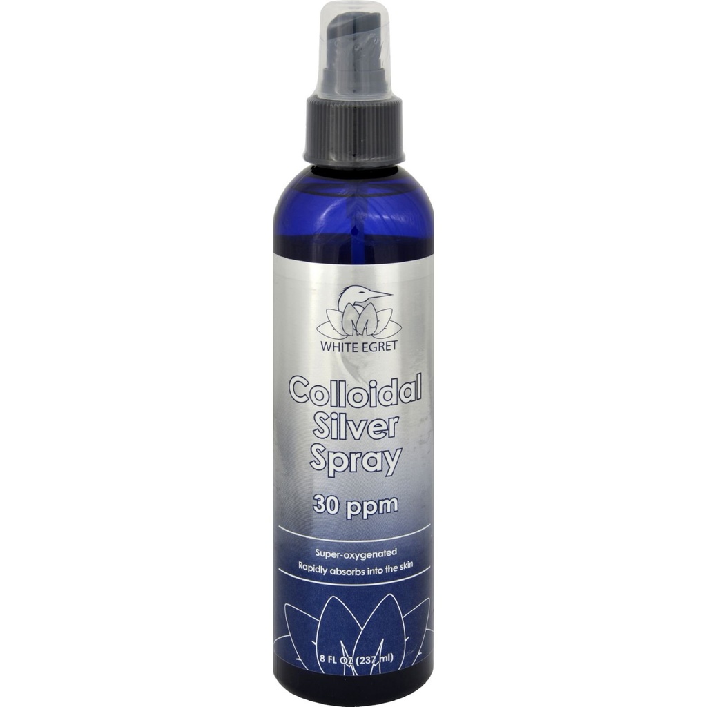 White Egret Skin Care Colloidal Silver Spray, 8 אוונס