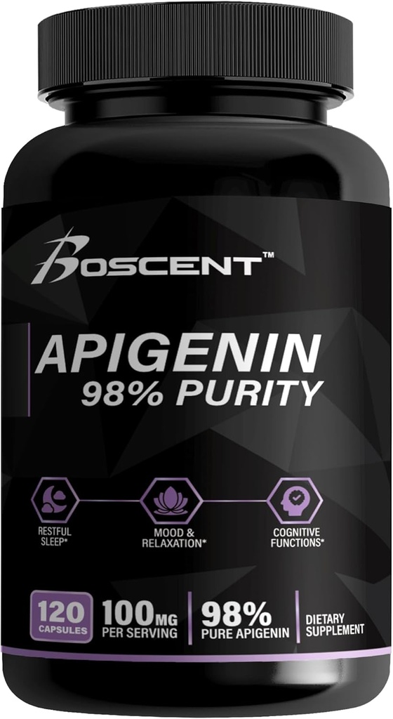 תוסף Apigenin 100 מ"ג של Chamomile לחלץ 120 הרוזן - 98% טוהר- Apigenin תוסף לשינה, Mood, Cognition, Prostate בריאות - סיוע שינה מעולה, Non-GMO, No Fillers - 4 Monteh Supply Supply Supply