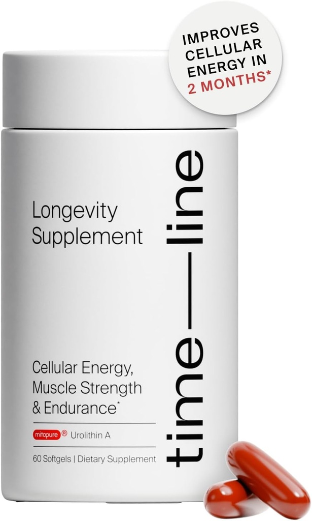ציר הזמן Mitopure Urolithin A תוסף - תמיכה קלינית פרובנס עבור הזדקנות בריאה והתחדשות תאים - Mitoceutical עבור כוח שרירים וארוכות - 60 Softgels