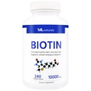 ML Naturals Biotin 10000 mcg 240 קפסולות ירקות. תמיכה שיער בריא, עור, ציפורניים, ייצור אנרגיה, NSF-Certified & cGMP-Compliant