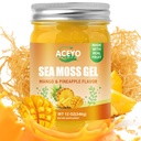 ACEYO (12 OZ) Irish Sea Mosss Gel Vegan מנגו Pineapple Flavor 102 ויטמינים ומינרלים Wild Harvested non-GMO Immune Defense Booster Thyroidive Support