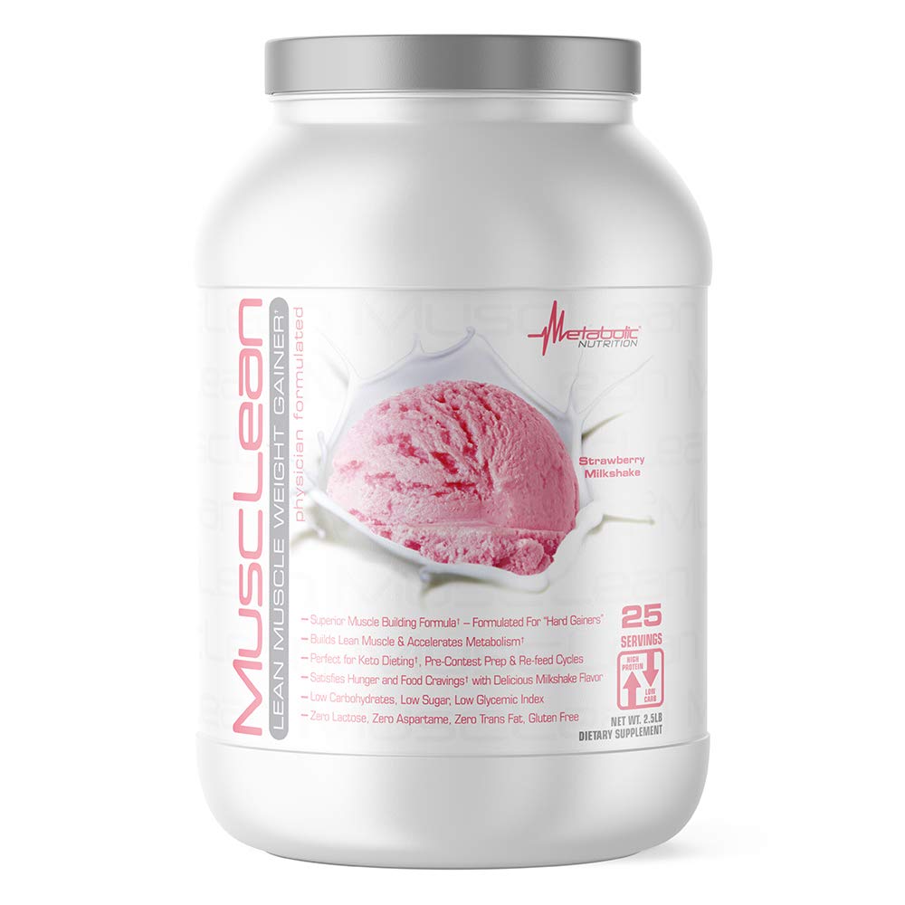 תזונה מטבולית - שרירן - Milkshake, Whey High חלבון החלפת Meal, תחזוקה, פחמימות נמוכות, דיאטת קאטו, Enzymes, Strawberry, 2.5 פאונד (25 ser)