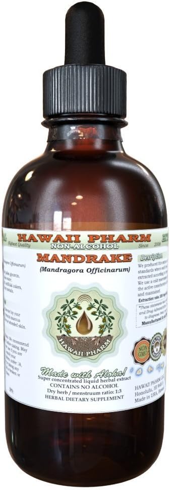 הוואי Pharm Mandrake שואבת מזון נוזלי ללא אלכוהול, מנדרייק (Mandragora Officinarum) Dried Root Glycerite Natural Herbal, USA 2 oz