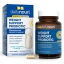 Daily Nouri Weight Support Probiotic for Women & Men | תמיכה בניהול משקל בריא, Metabolism, Digestion & Gut Health | 3 בדיקות קליניות של סטרינס + שמן אומגה טבעוני