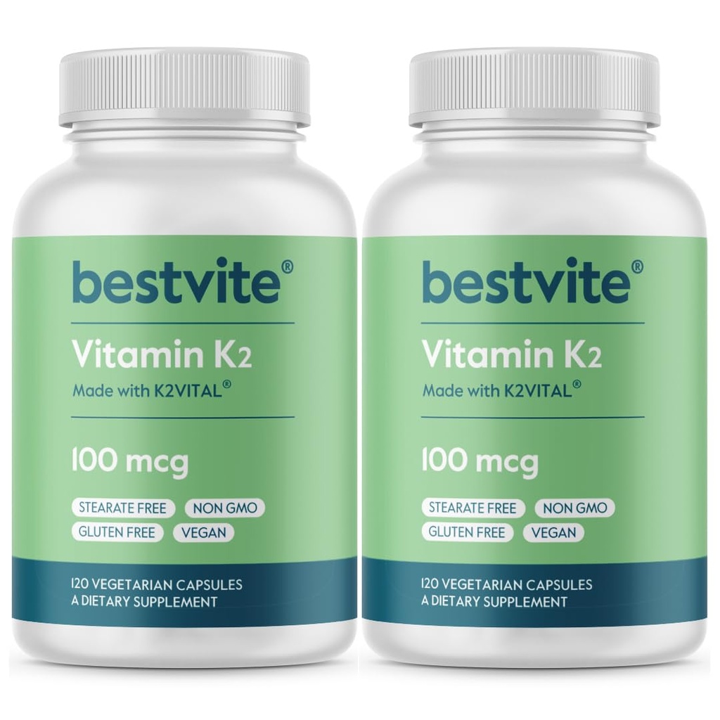 ויטמין K2 100 mcg כ MK-7 (240 קפסולות צמחוניות)(120x2) - No Stearates - טבעוני - Non GMO - Gluten Free