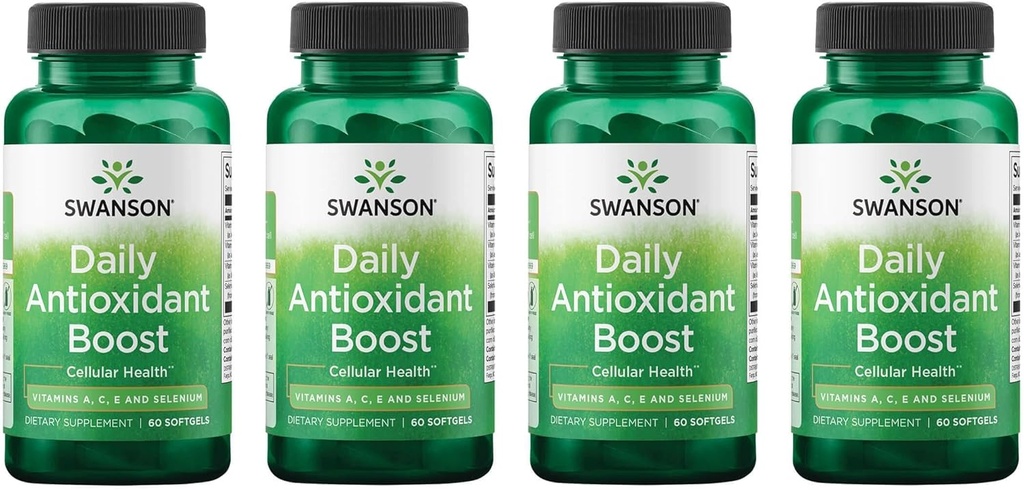 ויטמין Swansons Daily Antioxidant Boost - מקדם בריאות סלולרית ו- Immune Supports Natural Defensive Nourishment - (60 Softgels) 4 Pack