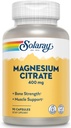 Solaray Magnesium Citrate - Pure Magnesium Citrate קפסולות, תוספת של Calm, Bone Health, cell Energy, Heart & שריר תמיכה, 400 מ"ג פרי - 90 קפסולות טבעוניות (Pack of 2)