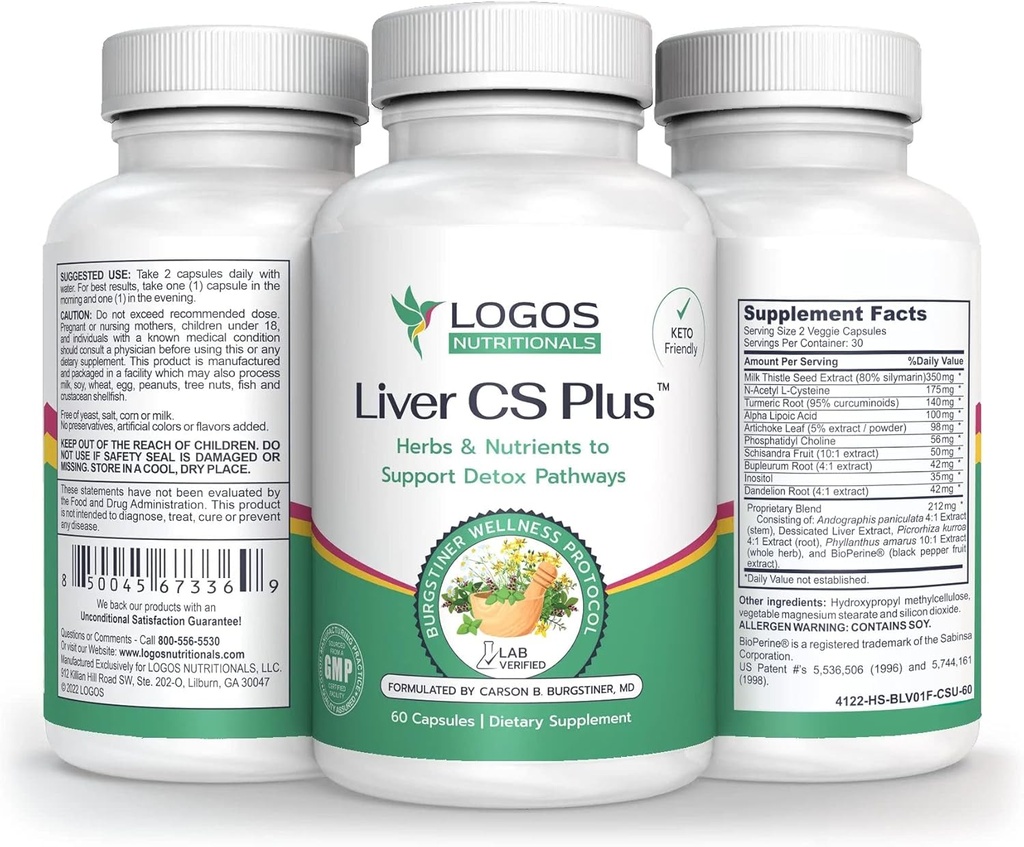 הלוגוס Nutritionals-Liver CS Plus-60 Powerful Liver Detox Formula Veggie Caps-Incrating Glutathione והורדת מתח Oxidative.