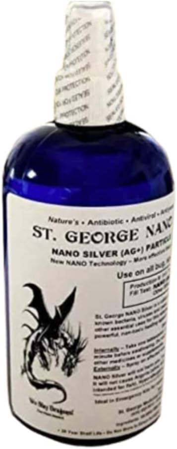 St. George Nano Silver | Collodial Silver Liquid Immune - Gluten Free and Probiotic Friendly Particle פתרון 68 PPM (16 oz).