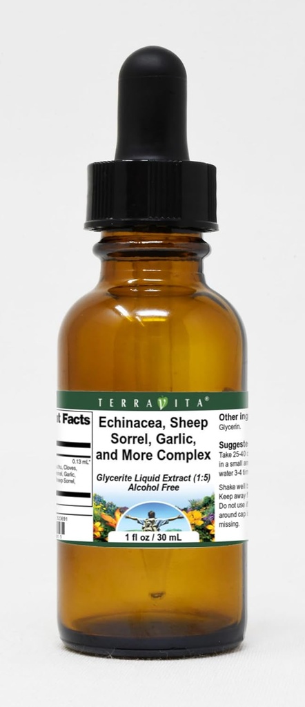 Terravita Echinacea, Sheep Sorrel, Garlic ועוד מורכב Glycerite נוזל לחלץ (1:5) - No Flavor (1 oz, ZIN: 523691)