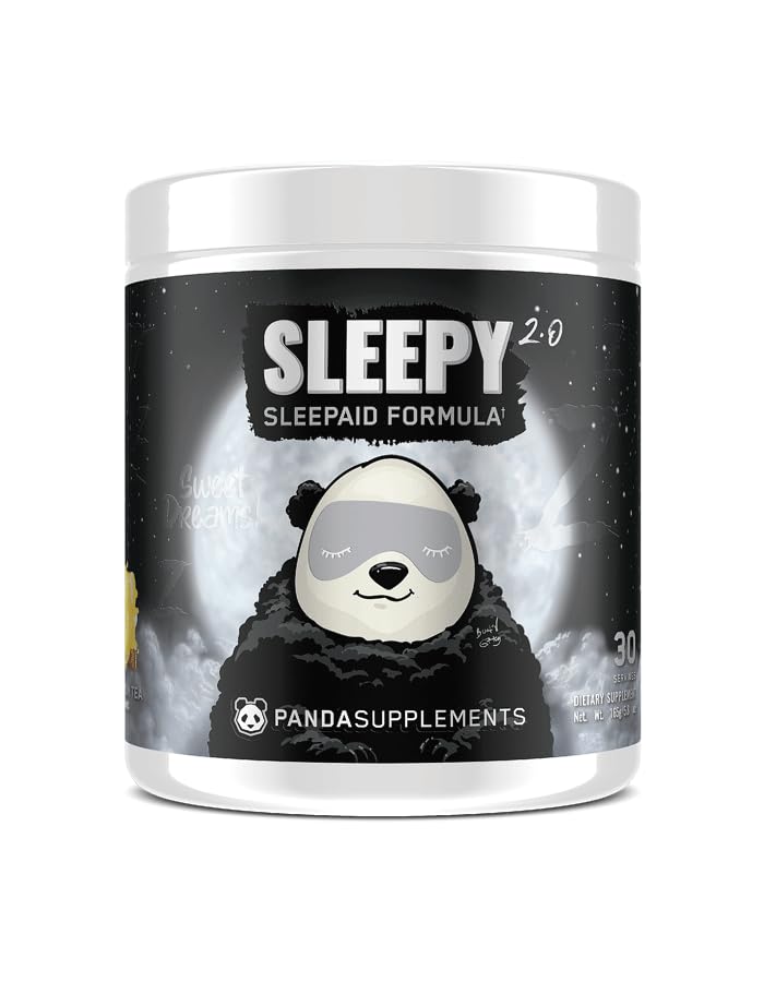 תת-קרקעית Bio LabsTM PandaPS - Sleepy 2.0 Natural Sleep Aid Formula: 5 מ"ג מלטונין, 300 מ"ג GABA, Chamomile Extract (Honey Lemon Tea) 30 משרתים