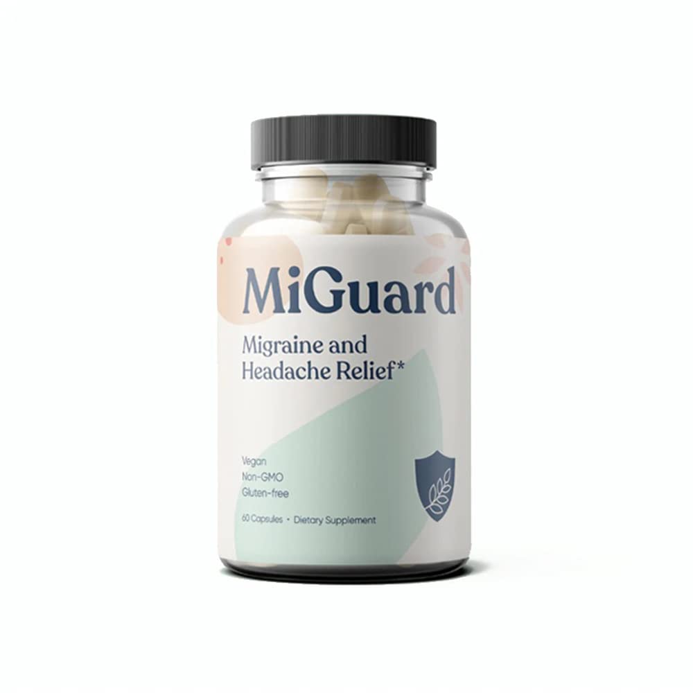 Headaches ו- Migraine Relief תוספי מזון חינם Migraine Prevention תוסף - תוספי מזון טבעיים עבור Migraine Headaches - מסייע להפחית את תדירות ושפע (60 קפסולות)