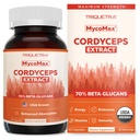 אורגני Cordyceps Mushroom לחלץ - 70% Betacans - רמות מזון יעילות גבוהות ביותר, מקס פוטנס קורדיפס קפסולות, US Grown + אולטרה סגולה - ביצועים, חסינות ואנרגיה - 60 קפסולות