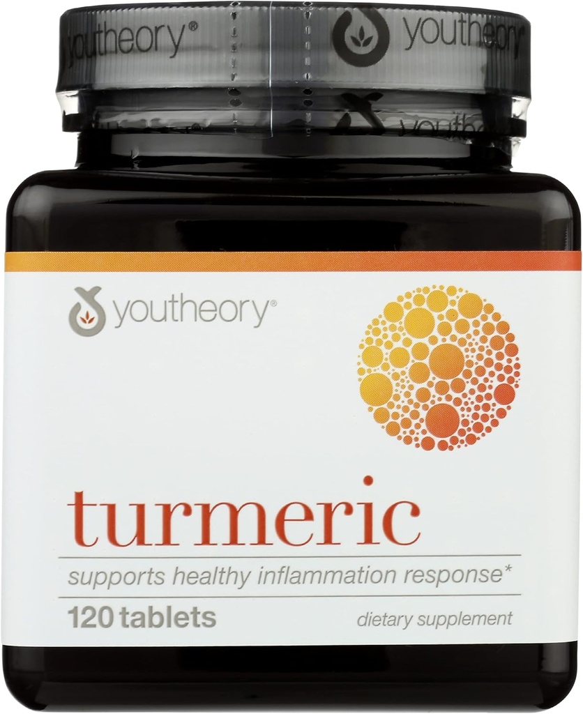 Youtheory Turmeric Advanced Dietary, תומך בתגובה לדלקת שתן בריאה, 120 טבליות