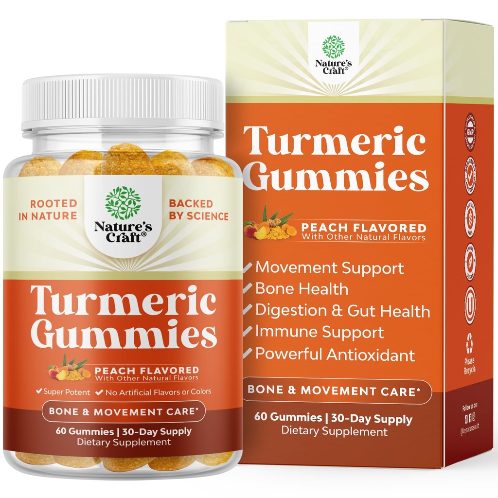 Turmeric Curcumin Immune תומך חניכיים - Immune Booster Turmeric Gummies עבור תמיכה משותפת ו מתקדם Skin Care - עם תוסף Black Pepper Joint Gummy ויטמינים עם אבקת Curcumin