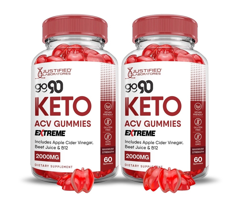 Justified Laboratories (2 Pack Go 90 Keto ACV Gummies Extreme 2000MG Go90 Keto Gummies Apple Cider Vinegar פורמולה עם אבקת מיץ Pomegranate B12 טבעוני non GMO 120mys