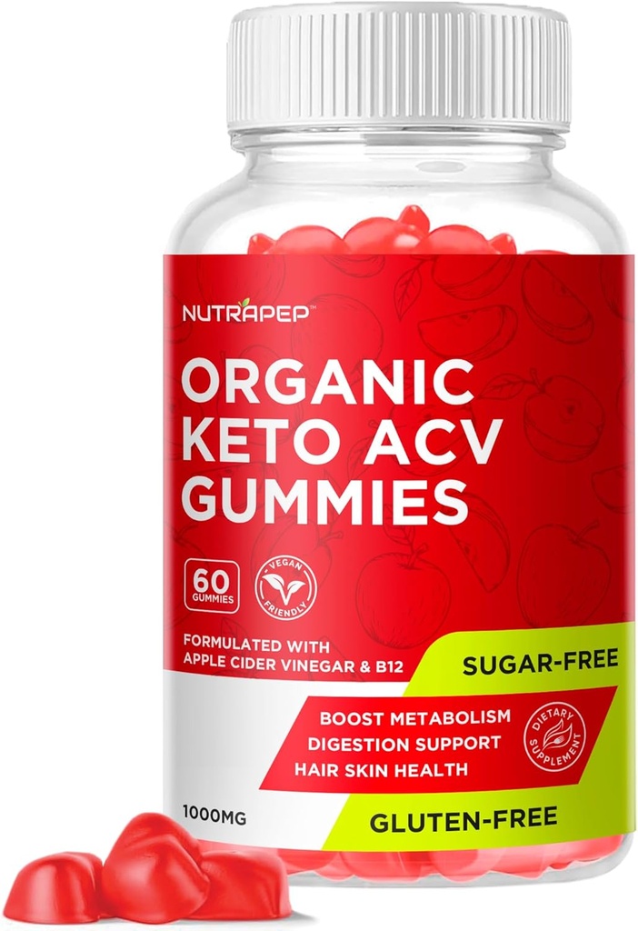 אורגני Keto ACV Gummies - Gluten-Free Apple Cider Vinegar תוסף לנשים (1000MG)
