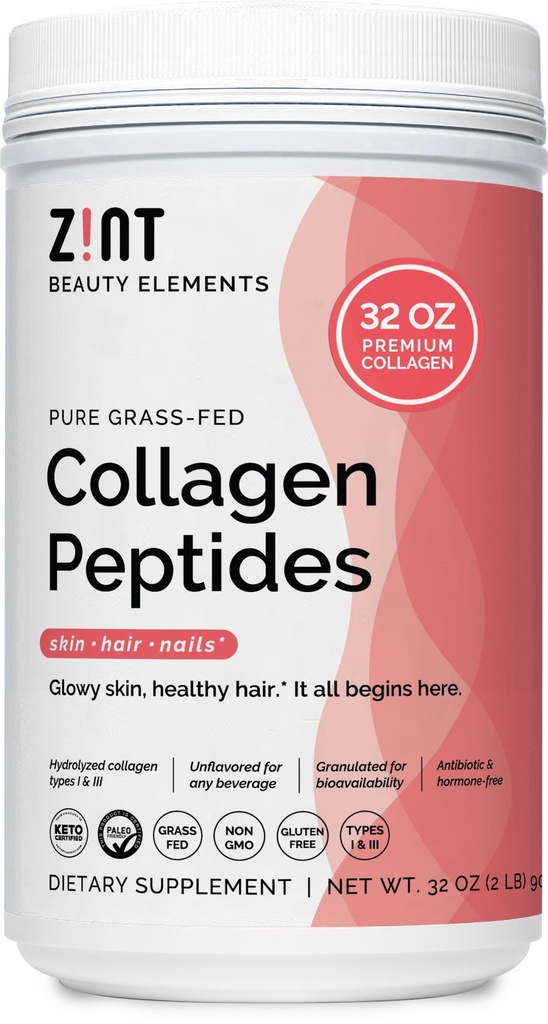 קולג'ן פפטים אבקת XL (32 oz): Paleo & Keto Friendly Grass-Fed hydrolyzed Collagen חלבונים תוספת - Unflavored, non GMO (Packaging May Vary)