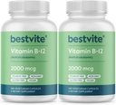 הטוב ביותר ויטמין B12 (Methylcobalamin) 2000mcg (480 קפסולות צמחוניות)(2 x 240) (Methyl B12 - No Stearates - טבעוני - Non GMO - Gluten Freeten Freeten