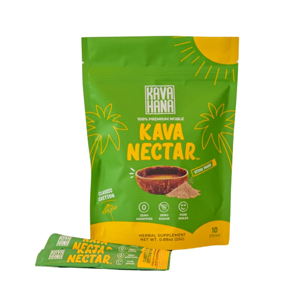 Kavahana Kava Nectar Classic Ceremonial כיתה נובל Kava Nectar אבקה Stick Packs - מקדם את התרומם החברתי, מרגיעה ותמיכה מתח, מיידית Kava Dried Kava Juice