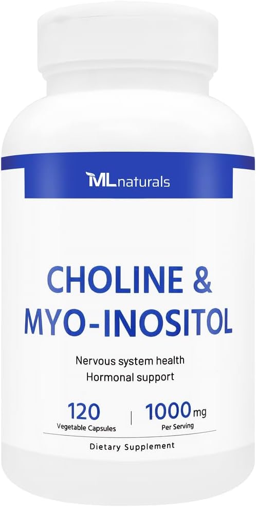 ML Naturals Choline & Myo-Inositol 120 קפסולות ירקות, NSF-Certified & cGMP-Compliantant