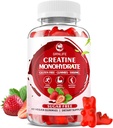 Creatine Monohydrate חניכיים עבור גברים ונשים, Chewables Creatine Monohydrate עבור כוח שרירים, בונה שרירים, אנרגיה Boost, סוכר חינם, טבעוני, סטרובידור 60 הרוזן