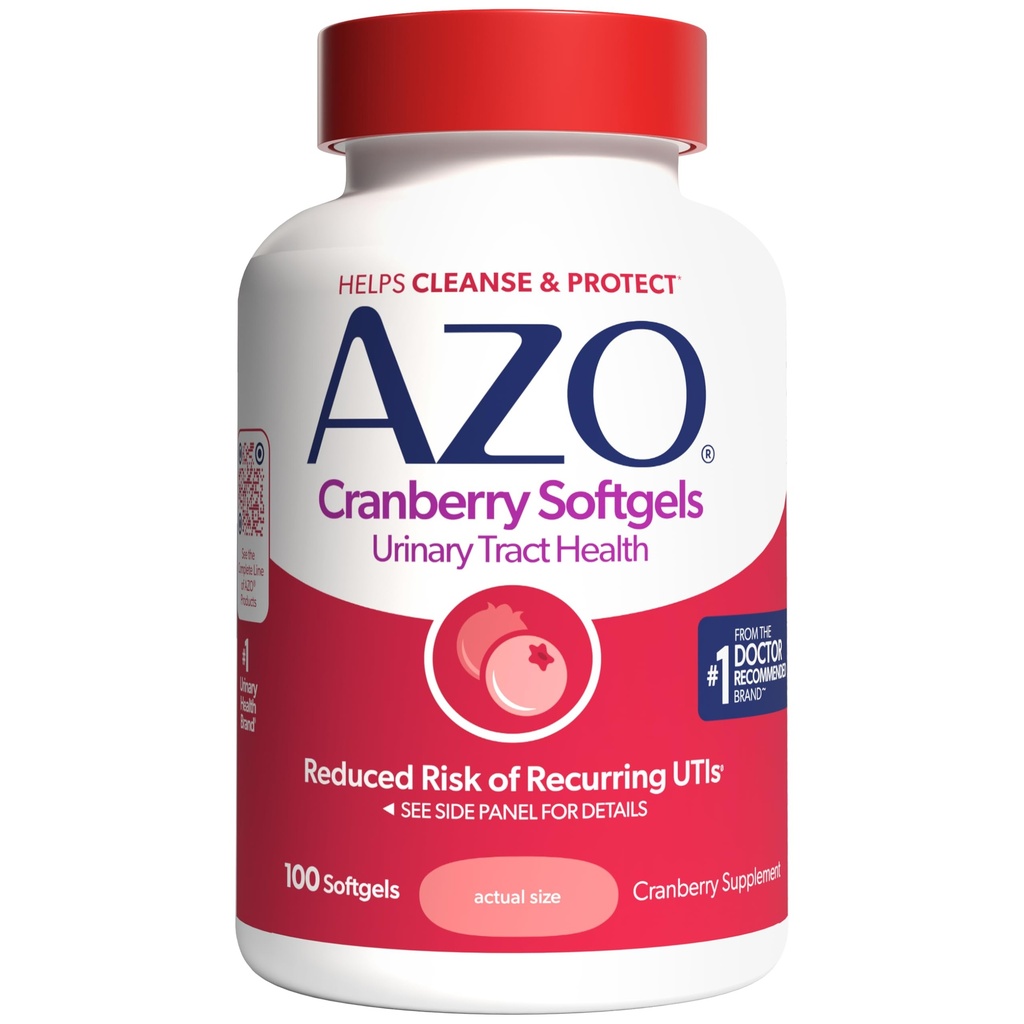 תוספי AZO Cranberry, עשויים עם אבקת פירות קריין שלם כדי לעזור לנקות ולהגן על Urinary Tract *, סוכר חינם קריין גלולות, non-GMO, 100 Softgels