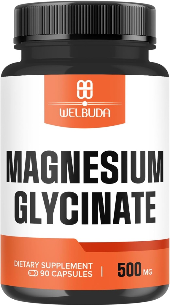 מגנזיום Glycinate תוסף עם 20% Purified - 500 מ"ג לבריאות המוח, בריאות העצם, ייצור אנרגיה, נוחות Mood & שריר - 90 קפסולות - מתן 100mg Elemental Magnesium