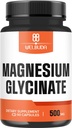 מגנזיום Glycinate תוסף עם 20% Purified - 500 מ"ג לבריאות המוח, בריאות העצם, ייצור אנרגיה, נוחות Mood & שריר - 90 קפסולות - מתן 100mg Elemental Magnesium