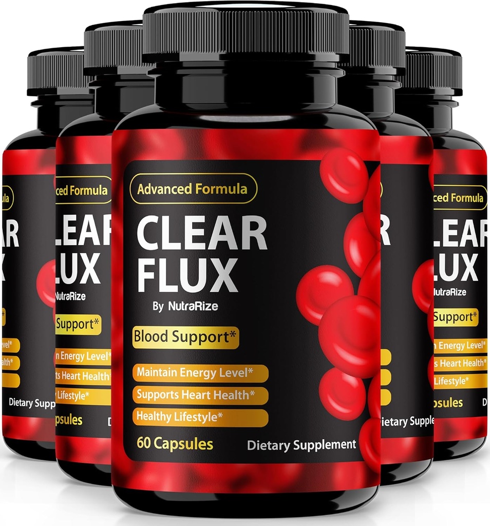 (5 Pack) Clear Flux Pills, קפסולות ClearFlux הרשמי, All-Natural Support, Premium Support to Keep Stable Levels & Healthy Circulation, Natural Clear Flux Health Review (300 קפסולות)