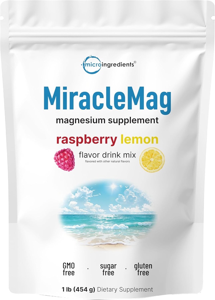 MiracleMag Calm Magnesium אבקה, 1lb | Magnesium Citrate תוסף | Sweet Raspberry Flavored
