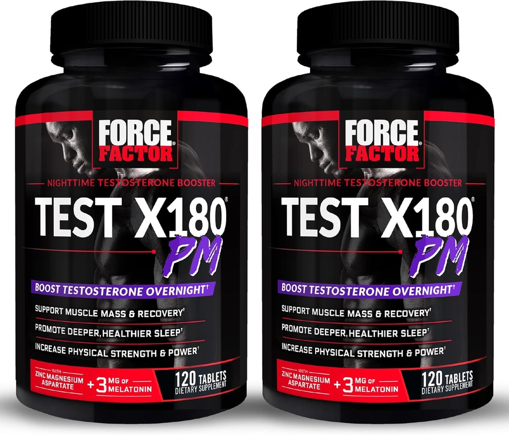 עבור מבחן FACTOR X180 ראש, 2-Pack, טסטוסטרון Booster עבור גברים, Overnight טסטוסטרון תוספת כדי לבנות שריר, להגדיל את כוח, ולקדם Deeper, בריאותier Sleep and Recovery, 240 טבליות