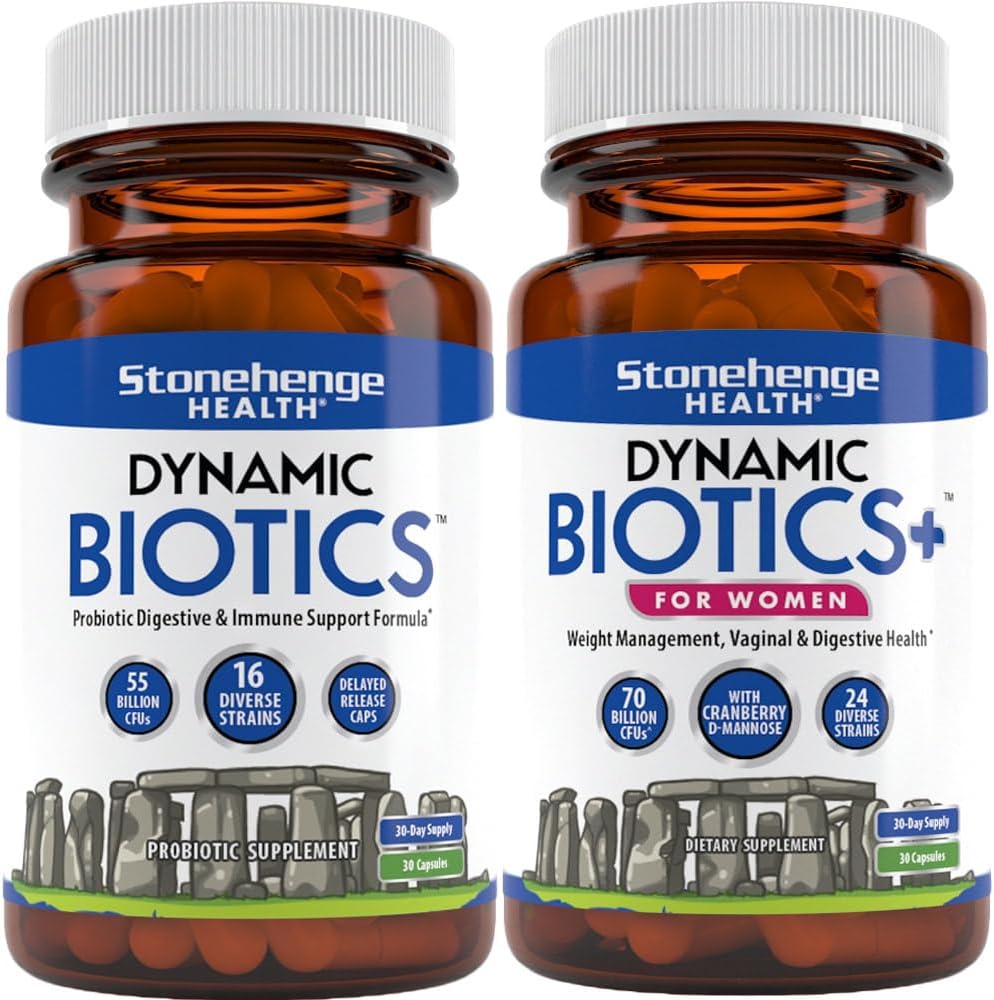 Stonehenge בריאות דינמי biotics + דינמי biotics + עבור נשים Probiotics Bundle תוספי כדי לתמוך Digestive & Feminine בריאות בריאות