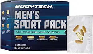 BODYTech MenaTMs Sport Pack A Daily Multivitamin, מינרלים ותוספים Packs a Individually Wrapped (30 ימים אספקה)