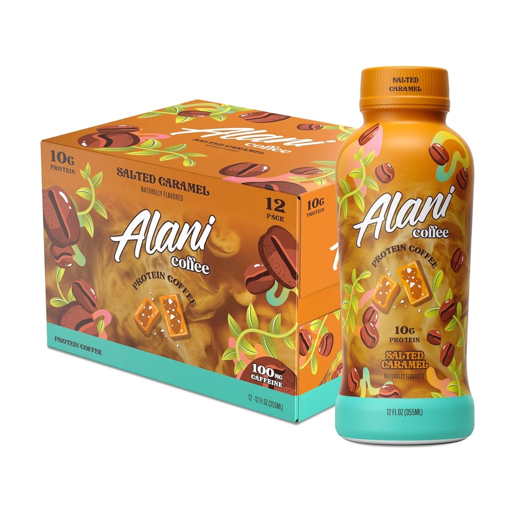 Alani Nu חלבון קפה SALTED | מוכן לשתות קר ברו עם 10 גרם של חלבון | 100 מ"ג קפאין | 90 קלוריות, באופן טבעי פלאמור | 12 בקבוקי Fl Oz | 12 Pack | 12 Pack