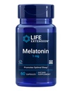 Life Extension Melatonin 1 מ"ג - ללילה מנוחה, איזון הורמונלי, ו- Immune Health - שחרור מיידי - Gluten-Free, non-GMO - 60 קפסולות