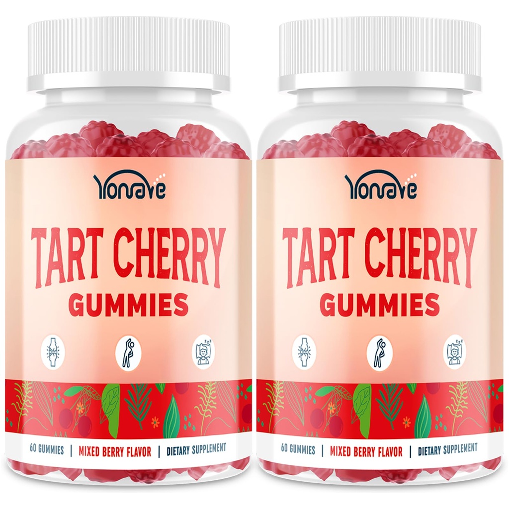 3300 מ"ג Tart Cherry Gummies עבור Uric Acidse, Sleep, Gout, Joint & Kidney תמיכה - Tart Cherry Extract with Celery Seed, Melatonin, ויטמין C - Detox & Antioxidant - מעורב ברי פלאמור, 120 הרוזן