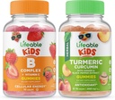 Lifeable B Complex Kids + Turmeric Curcumin Kids, Gummies Bundle - Great Tasting, ויטמין תוסף, Gluten Free, GMO Free, Chewable Gummy