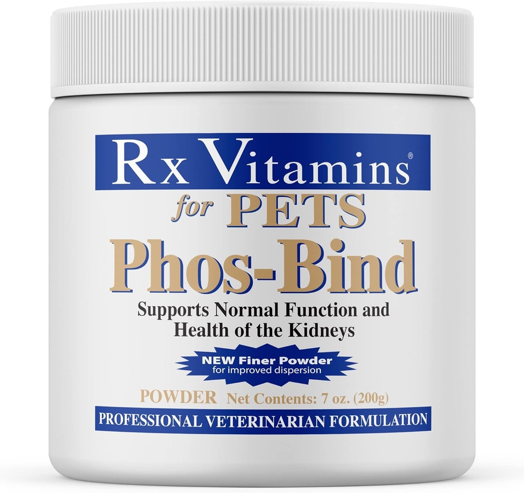 Rx ויטמינים Phos-Bind - אבקת תוספי תמיכה Kidney - Phosphate Binder for Cats & Dogs for Kidney Health - תמיכה רגילה Kidney ניקויse ו- Essential Kidney Care - 200g