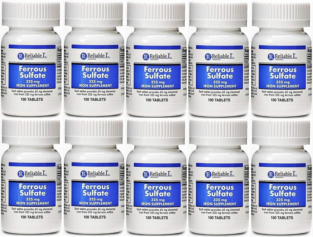 Ferrous Sulfate Iron 325 מ"ג Generic עבור Feosol 100 טבליות PACK של 10