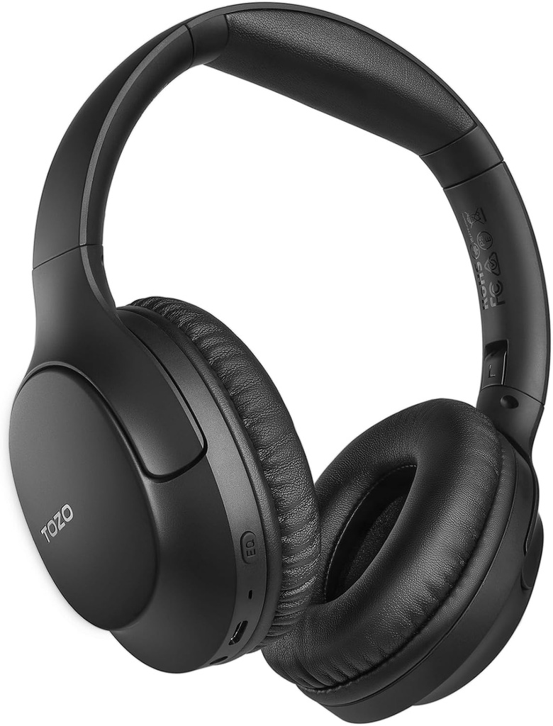 ToZO HA1 Bluetooth 5.4 Over Ear Headphones, 70H Playtime עם Mic, Foldable Wireless Headset, Deep Bass Stereo Sound Customizable 32 EQ Music Mode Via Button & App for Travel and Home