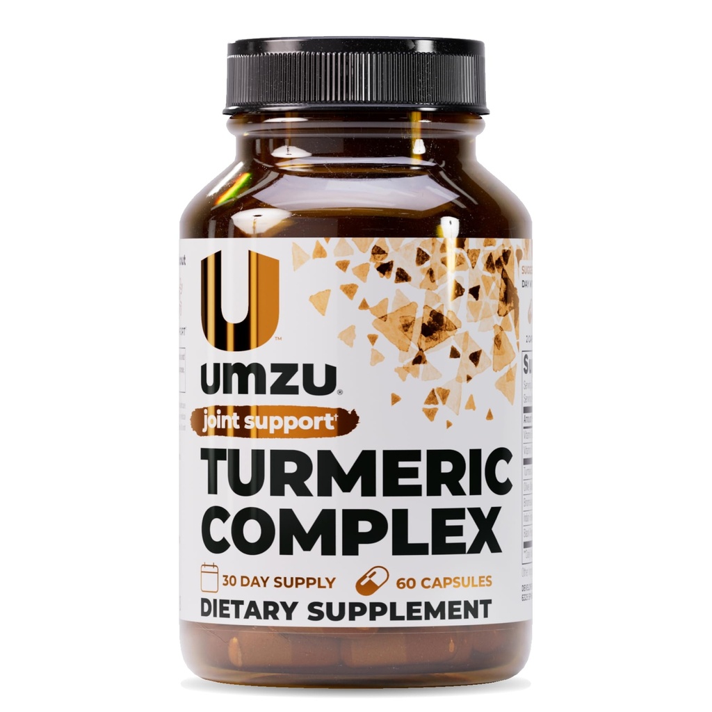 UMZU Turmeric Curcumin תוסף | נוחות 7 רכיבים טבעיים - Bromelin, Boswellia & BioPerine Black Pepper | תמיכה בריאות משותפת ותחמושת (30 יום אספקה | 60 קפסולות)