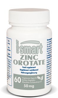 SuperSmart - Zinc Orotate תוסף 100 מ"ג ליום (Enhanced Form) - Immune Support - Energy & Metabolism Booster - Mild Acne Pills - בריאות העור | Non-GMO & Gluten Free - 60 קפסולות צמחוניות