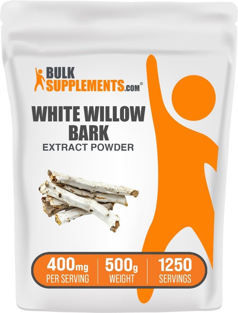 BulkSupplements.com White Willow Bark לחלץ אבקת - Herbal Supplement, White Willow Bark אבקת Gluk -ten Free, 400 מ"ג עבור המשרת, 500g (1.1 lbs) (Pack of 1)